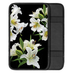 White Lily Print Car Center Console Cover