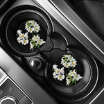 White Lily Print Car Coasters