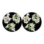 White Lily Print Car Coasters