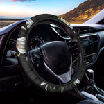 White Lily Print Car Steering Wheel Cover