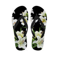 White Lily Print Flip Flops