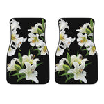 White Lily Print Front Car Floor Mats