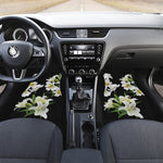 White Lily Print Front Car Floor Mats