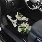 White Lily Print Front Car Floor Mats