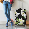 White Lily Print Luggage Cover
