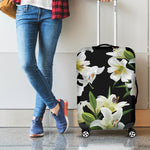 White Lily Print Luggage Cover