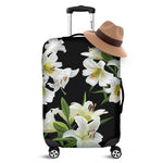 White Lily Print Luggage Cover