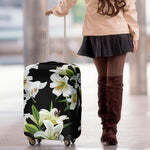 White Lily Print Luggage Cover