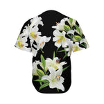 White Lily Print Men's Baseball Jersey