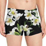 White Lily Print Men's Boxer Briefs