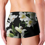 White Lily Print Men's Boxer Briefs