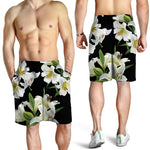 White Lily Print Men's Shorts