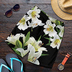 White Lily Print Men's Shorts