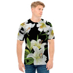 White Lily Print Men's T-Shirt