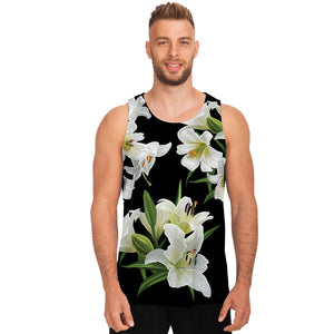 White Lily Print Men's Tank Top