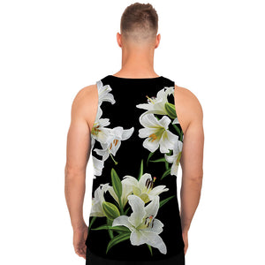 White Lily Print Men's Tank Top