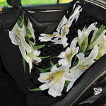 White Lily Print Pet Car Back Seat Cover