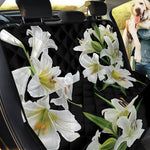 White Lily Print Pet Car Back Seat Cover