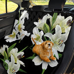 White Lily Print Pet Car Back Seat Cover