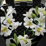 White Lily Print Pet Car Back Seat Cover