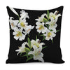 White Lily Print Pillow Cover