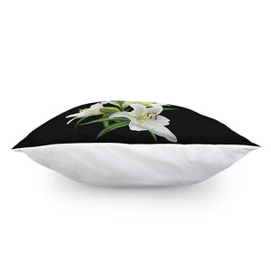 White Lily Print Pillow Cover