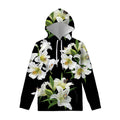 White Lily Print Pullover Hoodie