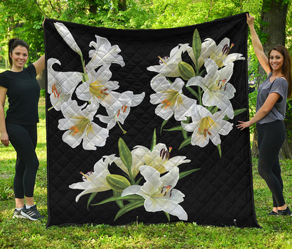 White Lily Print Quilt