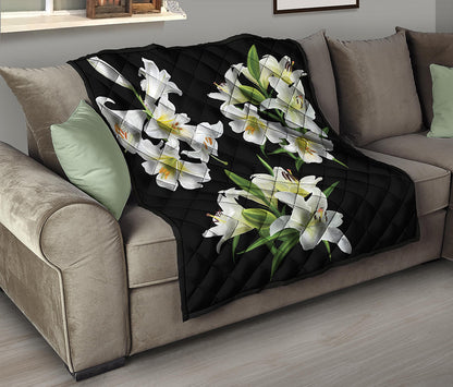 White Lily Print Quilt