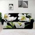 White Lily Print Sofa Cover