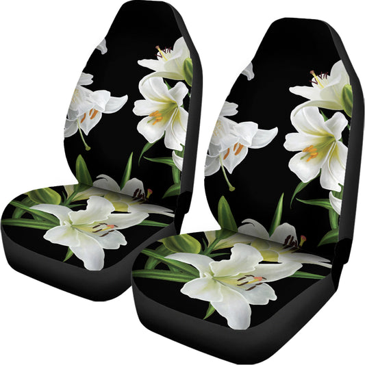 White Lily Print Universal Fit Car Seat Covers