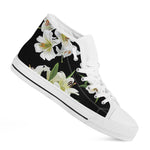 White Lily Print White High Top Shoes