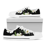 White Lily Print White Low Top Shoes