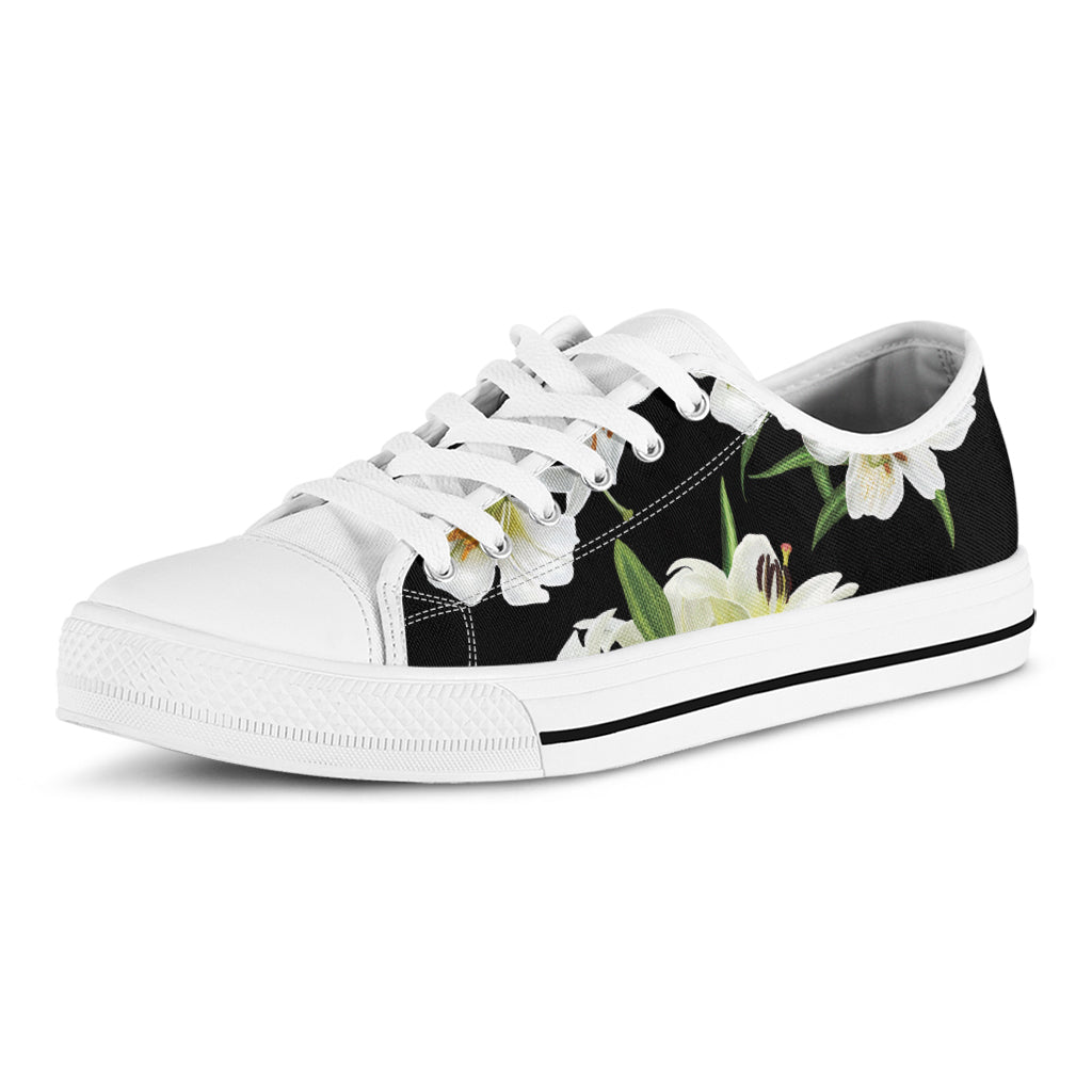 lily sneakers white White Lily Print White Low Top Sneakers