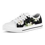 White Lily Print White Low Top Shoes