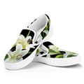 White Lily Print White Slip On Sneakers