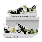 White Lily Print White Sneakers