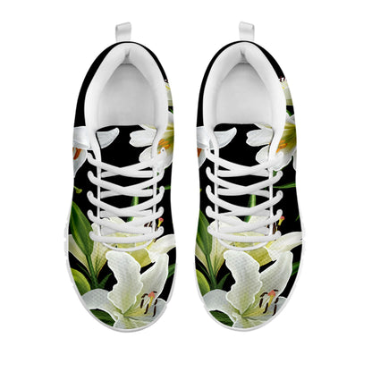 White Lily Print White Sneakers