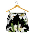 White Lily Print Women's Shorts