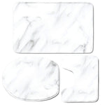 White Marble Print 3 Piece Bath Mat Set