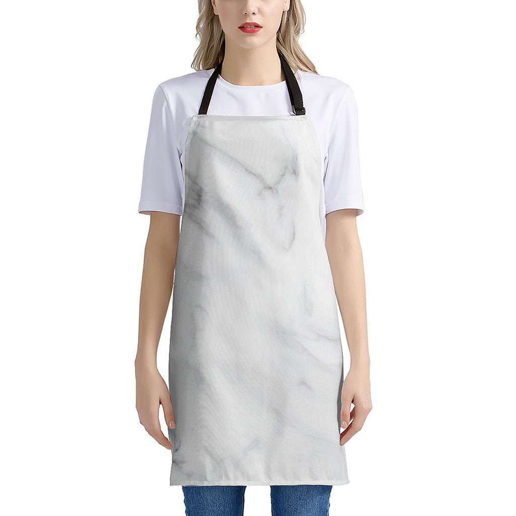 White Marble Print Apron