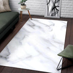 White Marble Print Area Rug GearFrost