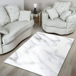 White Marble Print Area Rug GearFrost