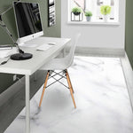 White Marble Print Area Rug GearFrost
