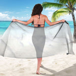 White Marble Print Beach Sarong Wrap