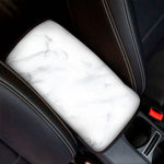 White Marble Print Car Center Console Cover