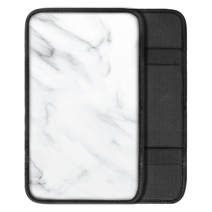 White Marble Print Car Center Console Cover
