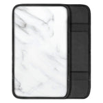 White Marble Print Car Center Console Cover