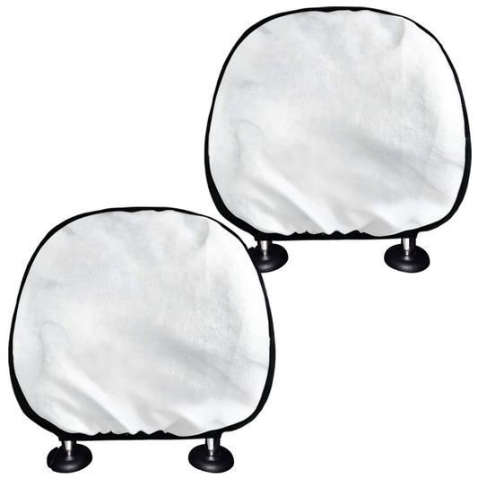 White Marble Print Car Headrest Covers