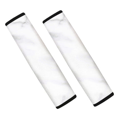 White Marble Print Car Seat Belt Covers